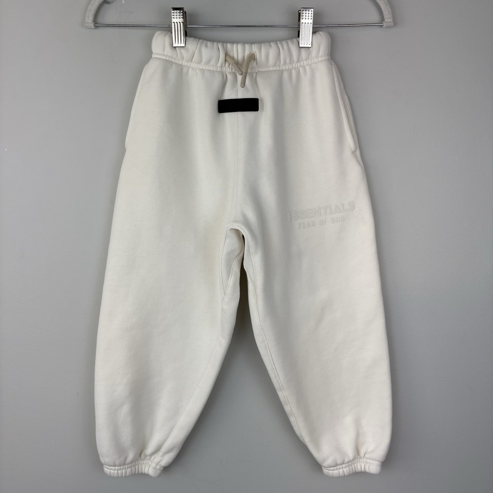 Fear of God Essentials Kids Joggers‎ Sz 6/7 Cream Sweatpants Drawstring